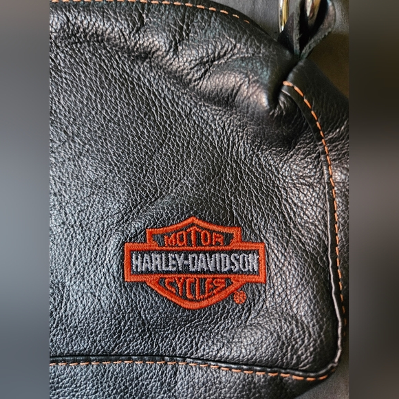 Harley Davidson Genuine Pebbled Leather Black Shoulder Bag - Picture 3 of 13